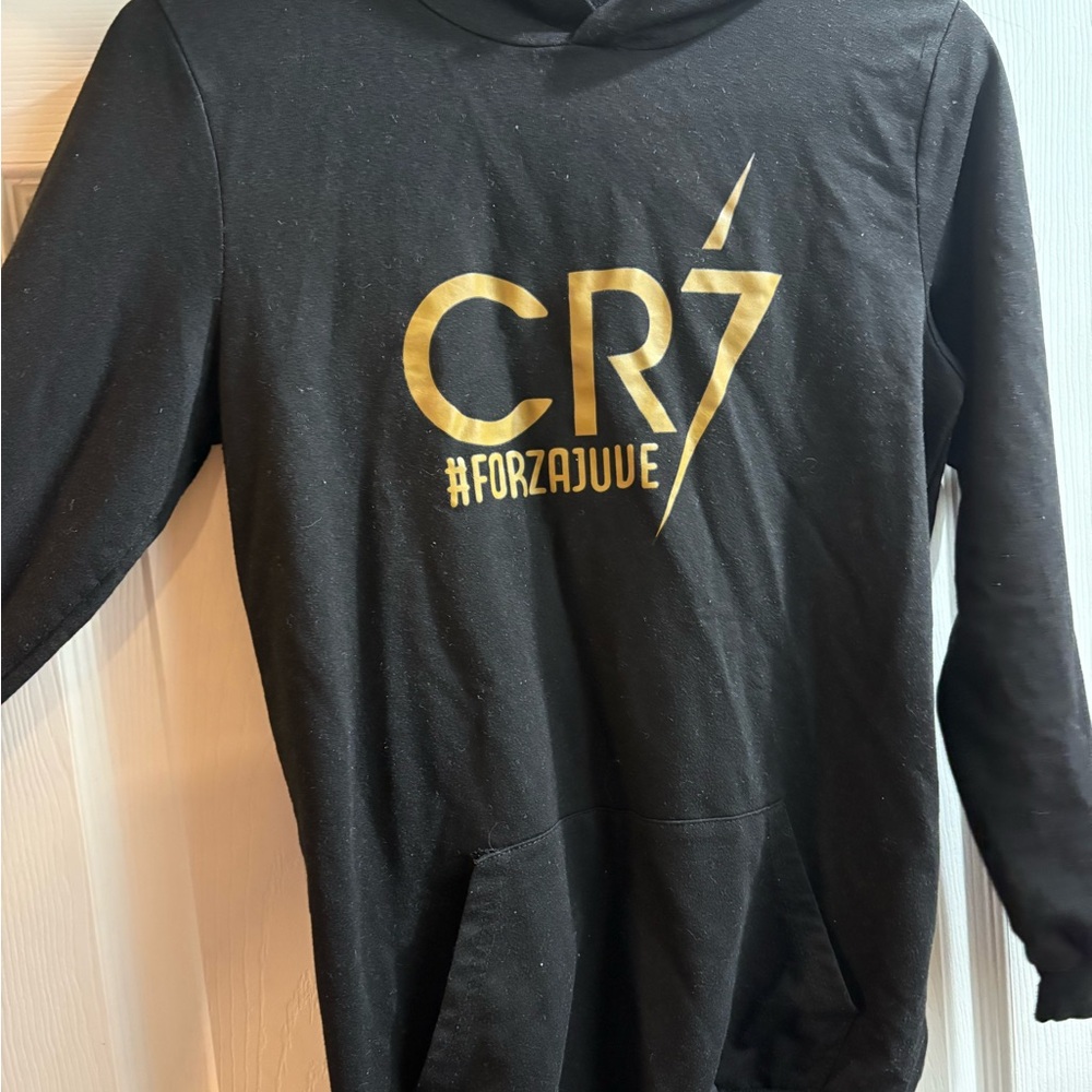 CR7 Black Hoodie with Gold Logo
